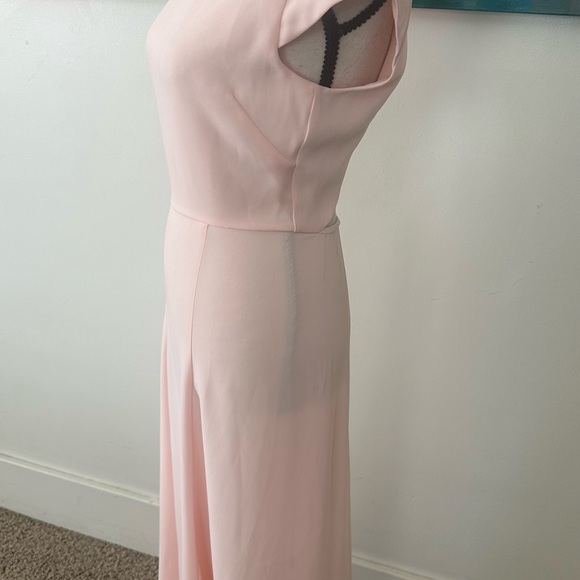 Aritzia Babaton NWT Hamptons Pink Midi Dress front Slits Cap Sleeves Keyhole 00 - Picture 5 of 10